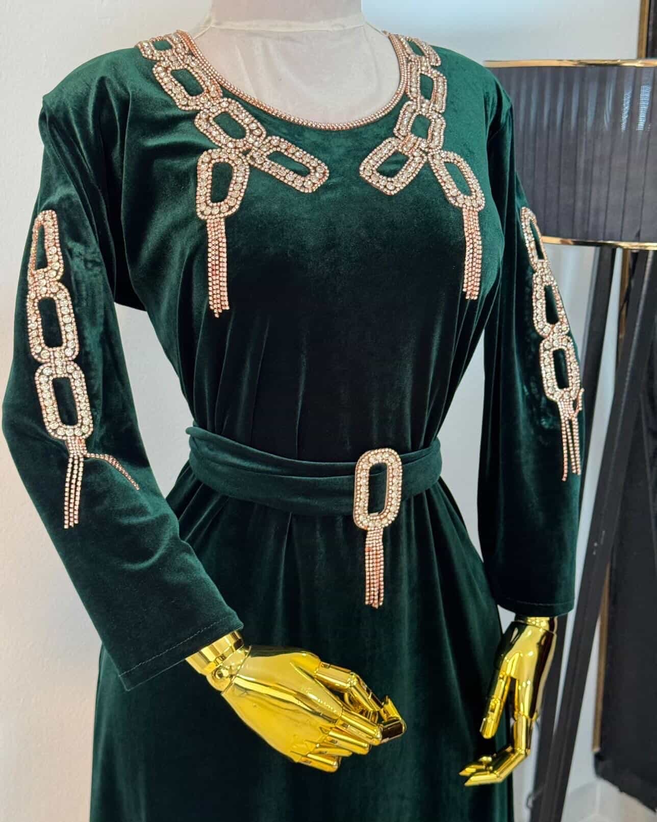 فستان مخمل طويل مزين - صورة 7